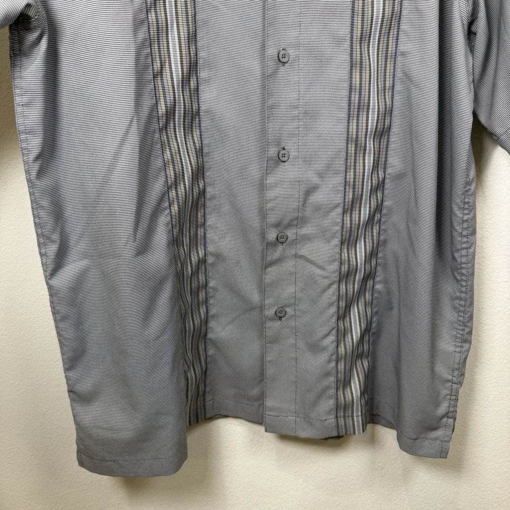 Haggar Mens Gray Button Up Shirt Mend L Collared Short Sleeve Dress - Picture 12 of 16
